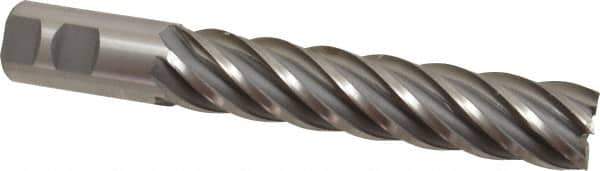 Interstate - 1-1/4", 6" LOC, 1-1/4" Shank Diam, 8-1/2" OAL, 6 Flute, High Speed Steel Square End Mill - Single End, Uncoated, Spiral Flute, 30° Helix, Right Hand Cut, Right Hand Flute - USA Tool & Supply