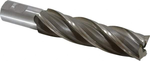 Value Collection - 1-1/2", 6" LOC, 1-1/4" Shank Diam, 8-1/2" OAL, 4 Flute, High Speed Steel Square End Mill - Single End, Uncoated, Spiral Flute, 30° Helix, Right Hand Cut, Right Hand Flute - USA Tool & Supply