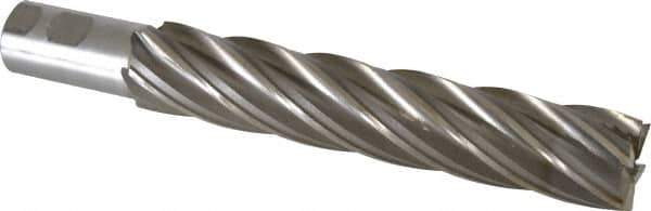 Interstate - 1-1/2", 8" LOC, 1-1/4" Shank Diam, 10-9/16" OAL, 6 Flute, High Speed Steel Square End Mill - Single End, Uncoated, Spiral Flute, 30° Helix, Right Hand Cut, Right Hand Flute - USA Tool & Supply