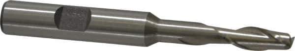 Interstate - 1/4", 5/8" LOC, 3/8" Shank Diam, 3-1/16" OAL, 2 Flute, High Speed Steel Square End Mill - Single End, Uncoated, Spiral Flute, 30° Helix, Centercutting, Right Hand Cut, Right Hand Flute - USA Tool & Supply