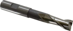 Interstate - 5/8", 1-3/8" LOC, 5/8" Shank Diam, 4-5/8" OAL, 2 Flute, High Speed Steel Square End Mill - Single End, Uncoated, Spiral Flute, 30° Helix, Centercutting, Right Hand Cut, Right Hand Flute - USA Tool & Supply
