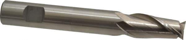 Interstate - 3/4", 1-5/8" LOC, 3/4" Shank Diam, 5-3/8" OAL, 2 Flute, High Speed Steel Square End Mill - Single End, Uncoated, Spiral Flute, 30° Helix, Centercutting, Right Hand Cut, Right Hand Flute - USA Tool & Supply