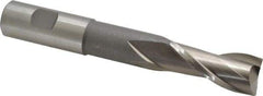 Interstate - 7/8", 2" LOC, 7/8" Shank Diam, 6" OAL, 2 Flute, High Speed Steel Square End Mill - Single End, Uncoated, Spiral Flute, 30° Helix, Centercutting, Right Hand Cut, Right Hand Flute - USA Tool & Supply