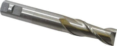 Interstate - 1", 2-1/2" LOC, 1" Shank Diam, 7-1/4" OAL, 2 Flute, High Speed Steel Square End Mill - Single End, Uncoated, Spiral Flute, 30° Helix, Centercutting, Right Hand Cut, Right Hand Flute - USA Tool & Supply