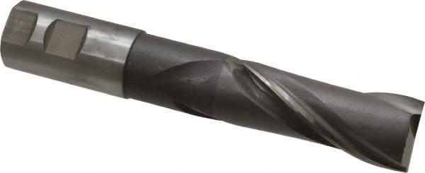 Interstate - 1-1/4", 3" LOC, 1-1/4" Shank Diam, 7-1/4" OAL, 2 Flute, High Speed Steel Square End Mill - Single End, Uncoated, Spiral Flute, 30° Helix, Centercutting, Right Hand Cut, Right Hand Flute - USA Tool & Supply