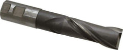 Interstate - 1-1/4", 3" LOC, 1-1/4" Shank Diam, 7-1/4" OAL, 2 Flute, High Speed Steel Square End Mill - Single End, Uncoated, Spiral Flute, 30° Helix, Centercutting, Right Hand Cut, Right Hand Flute - USA Tool & Supply