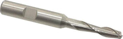 Interstate - 1/4", 1" LOC, 3/8" Shank Diam, 3-1/16" OAL, 2 Flute, High Speed Steel Square End Mill - Single End, Uncoated, Spiral Flute, 30° Helix, Centercutting, Right Hand Cut, Right Hand Flute - USA Tool & Supply