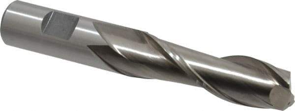 Interstate - 3/4", 2-1/2" LOC, 3/4" Shank Diam, 4-3/4" OAL, 2 Flute, High Speed Steel Square End Mill - Single End, Uncoated, Spiral Flute, 30° Helix, Centercutting, Right Hand Cut, Right Hand Flute - USA Tool & Supply