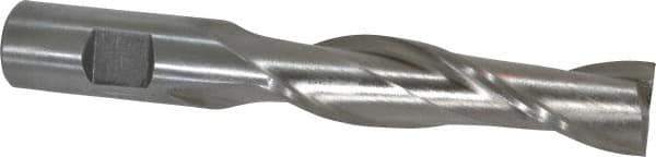 Interstate - 3/4", 3" LOC, 3/4" Shank Diam, 5-1/4" OAL, 2 Flute, High Speed Steel Square End Mill - Single End, Uncoated, Spiral Flute, 30° Helix, Centercutting, Right Hand Cut, Right Hand Flute - USA Tool & Supply