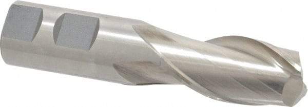 Interstate - 1", 2" LOC, 1" Shank Diam, 4-1/2" OAL, 2 Flute, High Speed Steel Square End Mill - Single End, Uncoated, Spiral Flute, 30° Helix, Centercutting, Right Hand Cut, Right Hand Flute - USA Tool & Supply