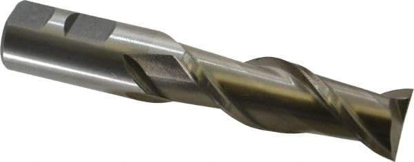 Interstate - 1", 3" LOC, 1" Shank Diam, 5-1/2" OAL, 2 Flute, High Speed Steel Square End Mill - Single End, Uncoated, Spiral Flute, 30° Helix, Centercutting, Right Hand Cut, Right Hand Flute - USA Tool & Supply