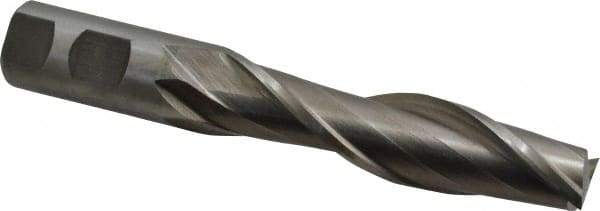 Interstate - 1", 4" LOC, 1" Shank Diam, 6-1/2" OAL, 2 Flute, High Speed Steel Square End Mill - Single End, Uncoated, Spiral Flute, 30° Helix, Centercutting, Right Hand Cut, Right Hand Flute - USA Tool & Supply
