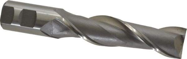 Interstate - 1-1/4", 4-3/4" LOC, 1-1/4" Shank Diam, 7-1/4" OAL, 2 Flute, High Speed Steel Square End Mill - Single End, Uncoated, Spiral Flute, 30° Helix, Centercutting, Right Hand Cut, Right Hand Flute - USA Tool & Supply