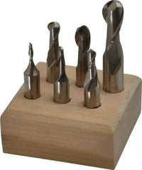 Made in USA - 1/8 to 1/2", 2 Flute Ball End Mill Set - Uncoated, High Speed Steel, Single End, Centercutting - USA Tool & Supply