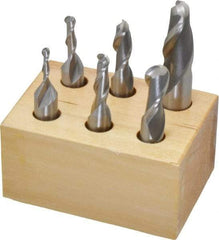Interstate - 1/8 to 1/2", 2 Flute Ball End Mill Set - Uncoated, High Speed Steel, Single End, 3/8, 1/2" Shank Diam, Centercutting - USA Tool & Supply