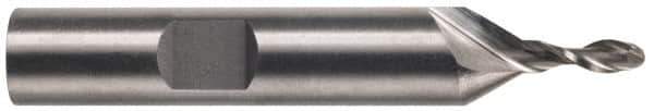 Weldon - 1" Diam, 2-1/4" LOC, 2 Flute High Speed Steel Ball End Mill - Uncoated, Single End, 4-3/4" OAL, 1" Shank Diam, Spiral Flute - USA Tool & Supply