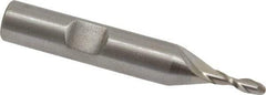 Interstate - 1/8" Diam, 3/8" LOC, 2 Flute High Speed Steel Ball End Mill - Uncoated, Single End, 2-5/16" OAL, 3/8" Shank Diam, Spiral Flute - USA Tool & Supply