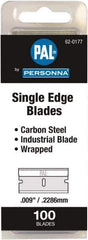 Personna - 100 Piece Steel Single Edge Blade - 1-1/2" OAL, 0.009" Blade Thickness - USA Tool & Supply