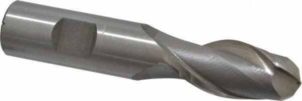Interstate - 3/4" Diam, 1-5/8" LOC, 2 Flute High Speed Steel Ball End Mill - Uncoated, Single End, 3-7/8" OAL, 3/4" Shank Diam, Spiral Flute - USA Tool & Supply