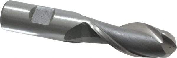 Interstate - 13/16" Diam, 2" LOC, 2 Flute High Speed Steel Ball End Mill - Uncoated, Single End, 4-1/4" OAL, 3/4" Shank Diam, Spiral Flute - USA Tool & Supply