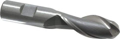 Interstate - 13/16" Diam, 2" LOC, 2 Flute High Speed Steel Ball End Mill - Uncoated, Single End, 4-1/4" OAL, 3/4" Shank Diam, Spiral Flute - USA Tool & Supply