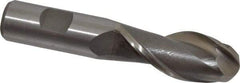 Interstate - 7/8" Diam, 2" LOC, 2 Flute High Speed Steel Ball End Mill - Uncoated, Single End, 4-1/4" OAL, 3/4" Shank Diam, Spiral Flute - USA Tool & Supply