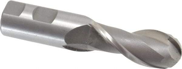 Interstate - 1" Diam, 2-1/4" LOC, 2 Flute High Speed Steel Ball End Mill - Uncoated, Single End, 4-3/4" OAL, 1" Shank Diam, Spiral Flute - USA Tool & Supply