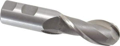 Interstate - 1" Diam, 2-1/4" LOC, 2 Flute High Speed Steel Ball End Mill - Uncoated, Single End, 4-3/4" OAL, 1" Shank Diam, Spiral Flute - USA Tool & Supply