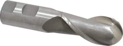 Interstate - 1-1/8" Diam, 2-1/4" LOC, 2 Flute High Speed Steel Ball End Mill - Uncoated, Single End, 4-3/4" OAL, 1" Shank Diam, Spiral Flute - USA Tool & Supply