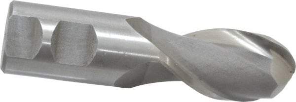 Interstate - 1-1/4" Diam, 2-1/2" LOC, 2 Flute High Speed Steel Ball End Mill - Uncoated, Single End, 5" OAL, 1-1/4" Shank Diam, Spiral Flute - USA Tool & Supply