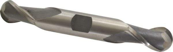 Interstate - 5/8" Diam, 1-1/8" LOC, 2 Flute High Speed Steel Ball End Mill - Uncoated, Double End, 4-1/2" OAL, 5/8" Shank Diam, Spiral Flute - USA Tool & Supply