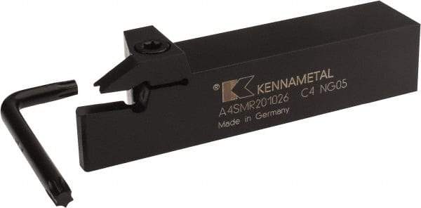 Kennametal - 1.02" Max Depth of Cut, 10mm Min Groove Width, 6" OAL, Right Hand Indexable Grooving Cutoff Toolholder - 10 Seat Size, 1-1/4" Shank Height x 1-1/4" Shank Width, A4..10.. Insert Style, A4SM Toolholder Style, Series A4 - USA Tool & Supply