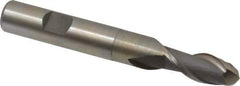 Interstate - 7/16" Diam, 1" LOC, 2 Flute High Speed Steel Ball End Mill - Uncoated, Single End, 3-11/16" OAL, 1/2" Shank Diam, Spiral Flute - USA Tool & Supply