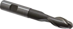Interstate - 5/8" Diam, 1-3/8" LOC, 2 Flute High Speed Steel Ball End Mill - Uncoated, Single End, 4-5/8" OAL, 5/8" Shank Diam, Spiral Flute - USA Tool & Supply