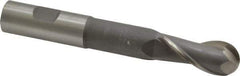 Interstate - 3/4" Diam, 1-5/8" LOC, 2 Flute High Speed Steel Ball End Mill - Uncoated, Single End, 5-3/8" OAL, 3/4" Shank Diam, Spiral Flute - USA Tool & Supply