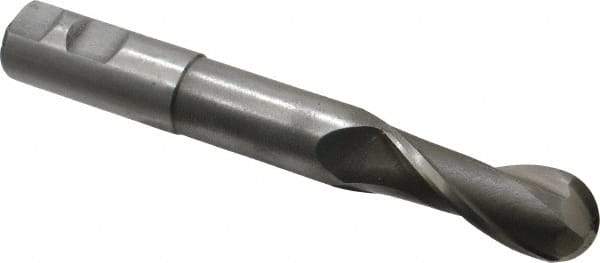 Interstate - 1" Diam, 2-1/2" LOC, 2 Flute High Speed Steel Ball End Mill - Uncoated, Single End, 7-1/4" OAL, 1" Shank Diam, Spiral Flute - USA Tool & Supply