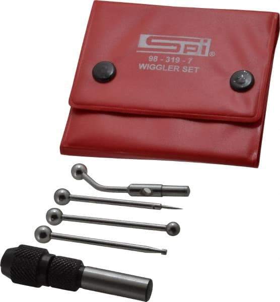 SPI - 0.0002 Inch Accuracy, Single End, Center Finder Set Mechanical - 0.1 Inch Head Diameter, Includes 4 Attachments, Case, Holder, 4 Pieces - USA Tool & Supply