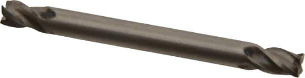 Interstate - 3/16", 9/32" LOC, 3/16" Shank Diam, 2" OAL, 4 Flute, High Speed Steel Square End Mill - Double End, Uncoated, Spiral Flute, Centercutting, Right Hand Cut, Right Hand Flute - USA Tool & Supply