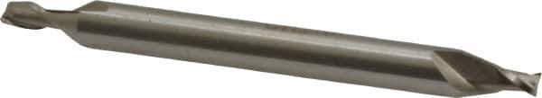 Interstate - 7/64", 5/32" LOC, 3/16" Shank Diam, 2" OAL, 2 Flute, High Speed Steel Square End Mill - Double End, Uncoated, Spiral Flute, 30° Helix, Centercutting, Right Hand Cut, Right Hand Flute - USA Tool & Supply