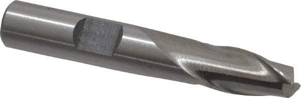 Interstate - 9mm, 9/16" LOC, 3/8" Shank Diam, 2-5/16" OAL, 2 Flute, Cobalt Square End Mill - Single End, Uncoated, Spiral Flute, Centercutting, Right Hand Cut, Right Hand Flute - USA Tool & Supply