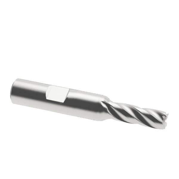 Interstate - 7mm, 11/16" LOC, 3/8" Shank Diam, 2-1/2" OAL, 4 Flute, Cobalt Square End Mill - Single End, Uncoated, Spiral Flute, 30° Helix, Centercutting, Right Hand Cut, Right Hand Flute - USA Tool & Supply