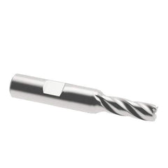 Interstate - 7mm, 11/16" LOC, 3/8" Shank Diam, 2-1/2" OAL, 4 Flute, Cobalt Square End Mill - Single End, Uncoated, Spiral Flute, 30° Helix, Centercutting, Right Hand Cut, Right Hand Flute - USA Tool & Supply