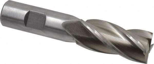 Interstate - 22mm, 1-7/8" LOC, 3/4" Shank Diam, 4-1/8" OAL, 4 Flute, Cobalt Square End Mill - Single End, Uncoated, Spiral Flute, 30° Helix, Centercutting, Right Hand Cut, Right Hand Flute - USA Tool & Supply