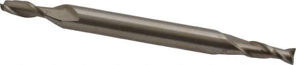 Interstate - 1/8", 3/8" LOC, 3/16" Shank Diam, 2-1/4" OAL, 2 Flute, High Speed Steel Square End Mill - Double End, Uncoated, Spiral Flute, 30° Helix, Centercutting, Right Hand Cut, Right Hand Flute - USA Tool & Supply