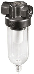 Norgren - 1/8" Port, 4.1" High x 1.63" Wide General Purpose Filter Mini Comp with Polycarbonate Bowl, Automatic Drain - USA Tool & Supply