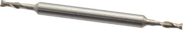 Interstate - 3/32", 9/32" LOC, 3/16" Shank Diam, 2-5/8" OAL, 2 Flute, High Speed Steel Square End Mill - Double End, Uncoated, Spiral Flute, 30° Helix, Centercutting, Right Hand Cut, Right Hand Flute - USA Tool & Supply