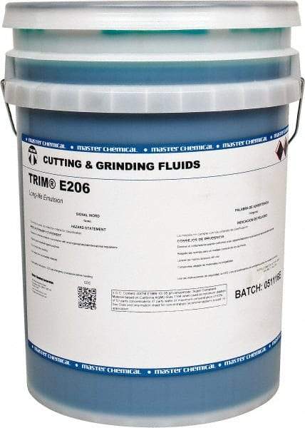 Master Fluid Solutions - Trim E206, 5 Gal Pail Cutting & Grinding Fluid - Water Soluble, For Gear Hobbing, Heavy-Duty Broaching, High Speed Turning - USA Tool & Supply