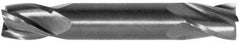 SGS - 7/16", 9/16" LOC, 7/16" Shank Diam, 2-3/4" OAL, 4 Flute, Solid Carbide Square End Mill - Double End, Uncoated, Spiral Flute, 30° Helix, Centercutting, Right Hand Cut, Right Hand Flute, Series 14 - USA Tool & Supply