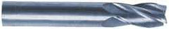 SGS - 11/16", 1-3/8" LOC, 3/4" Shank Diam, 4" OAL, 4 Flute, Solid Carbide Square End Mill - Single End, TiN Finish, Spiral Flute, 30° Helix, Centercutting, Right Hand Cut, Right Hand Flute, Series 1 - USA Tool & Supply