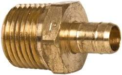Parker - 3/8" Tube ID, 1/2-14 Thread, Metal Barbed Male Tube Connector - Brass, 1/2" Tube OD - USA Tool & Supply
